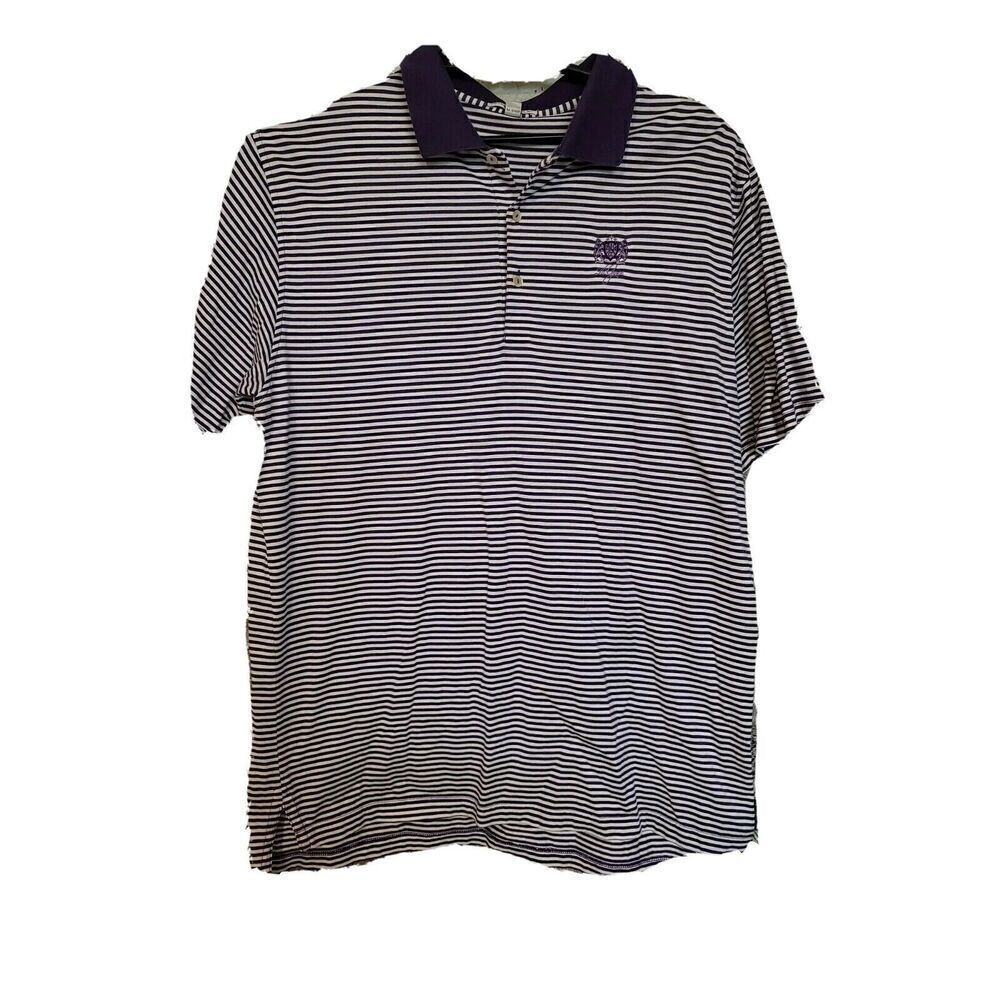 Peter Millar Men's Stripe Golf Polo Shirt La Gorce Country Club Miami FL Size XL